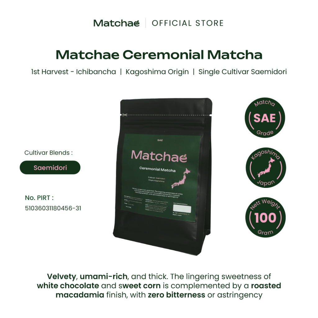 SAE Matchae Japanese Kagoshima Pure Ceremonial Matcha Powder Single Cultivar Saemidori 100gr